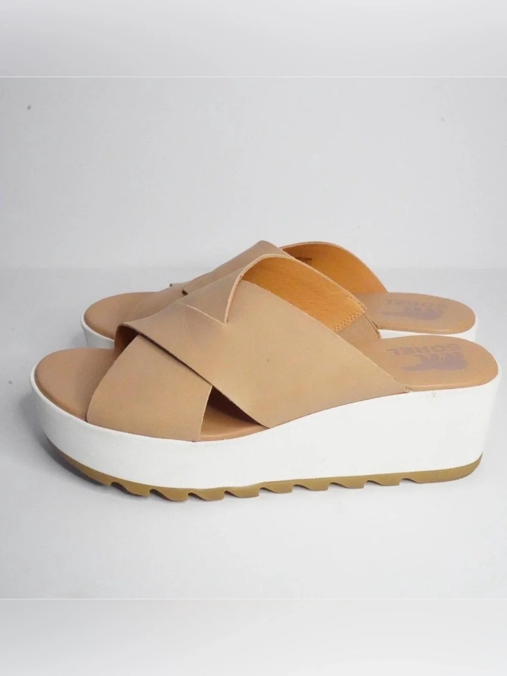 Sorel Cameron Flatform Mule Sandal Leather Size 7.5